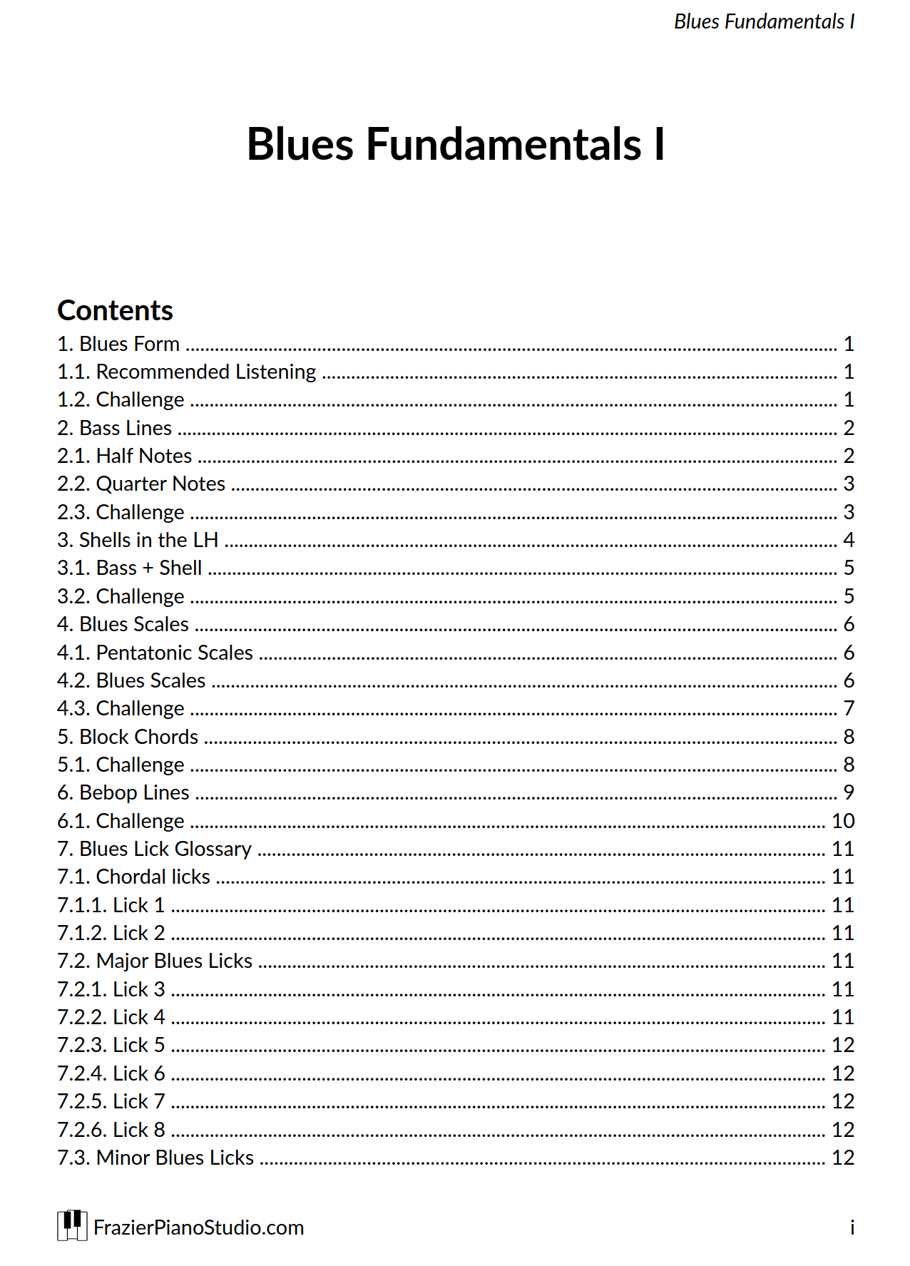 Table of contents