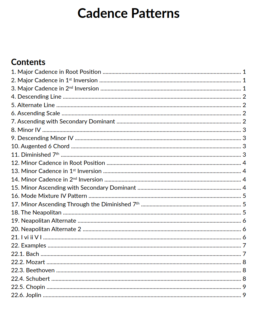 Table of Contents preview